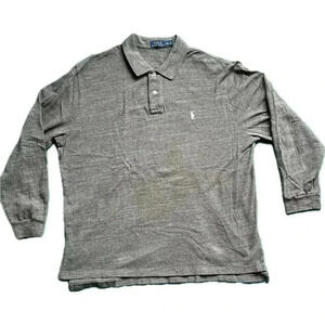 Polo Ralph Lauren Men's Mesh Long Sleeve Color Brown Polo Shirt Size XXLarge